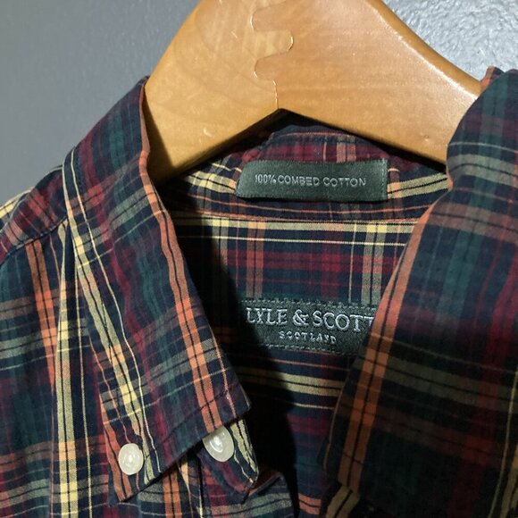 Lyle and Scott Men Size L Plaid Long Sleeve Button Up 100% Cotton - Picture 3 of 7